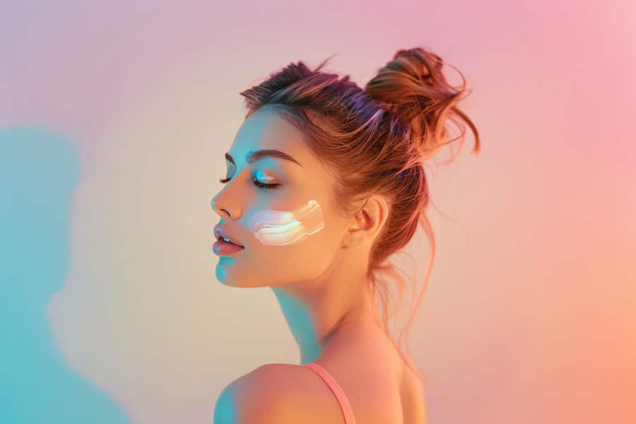 ultherapy woman with pastel background